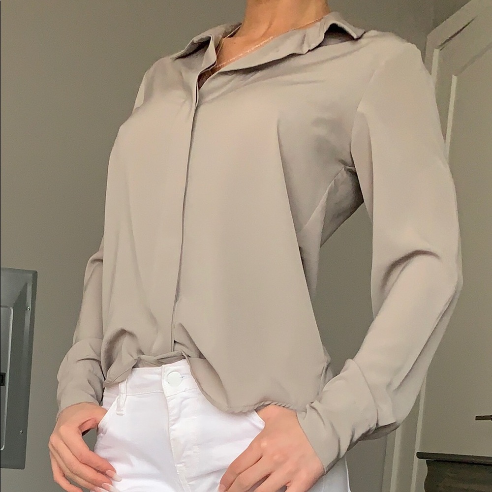 Gray Button Down Blouse - image 1